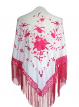 Flamenco Shawl white pink