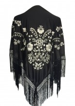 Flamenco Shawl black white