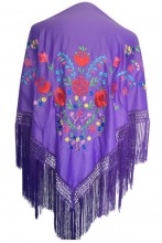 Flamenco Shawl purple with flowers