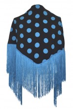 Flamenco Shawl Black Blue dots