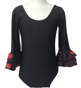 Spanish Flamenco Leotard black with dots girls