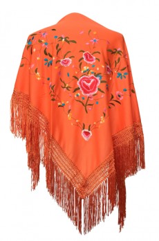 Flamenco Shawl orange with flowers